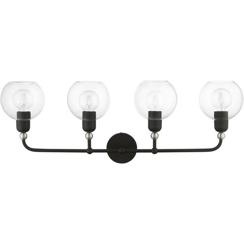 Downtown 4 Light 36 inch Black with Brushed Nickel Accents Vanity Sconce Wall Light, Large, Sphere