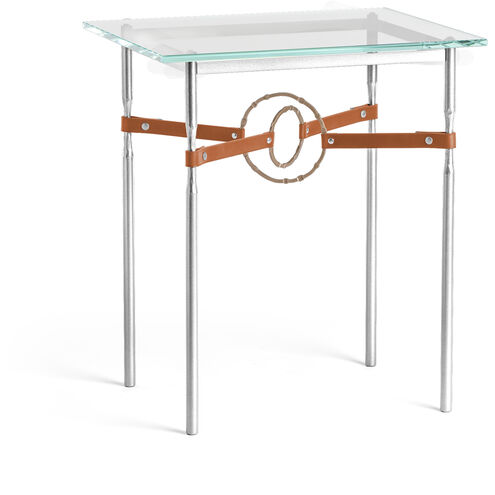 Equus 25.1 X 22 inch Sterling and Soft Gold Side Table in Leather Chestnut, Sterling/Soft Gold