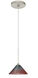 Kona 1 Light Satin Nickel Pendant Ceiling Light in Bi-color Glass, Halogen