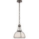 Chapman & Myers Gracie LED 12 inch Bronze Dome Pendant Ceiling Light in White Glass, Medium