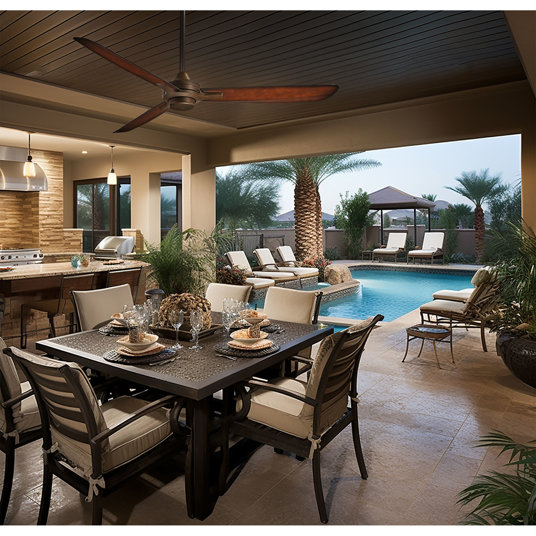 Rudolph Wet 60 inch Oil Rubbed Bronze Outdoor Ceiling Fan