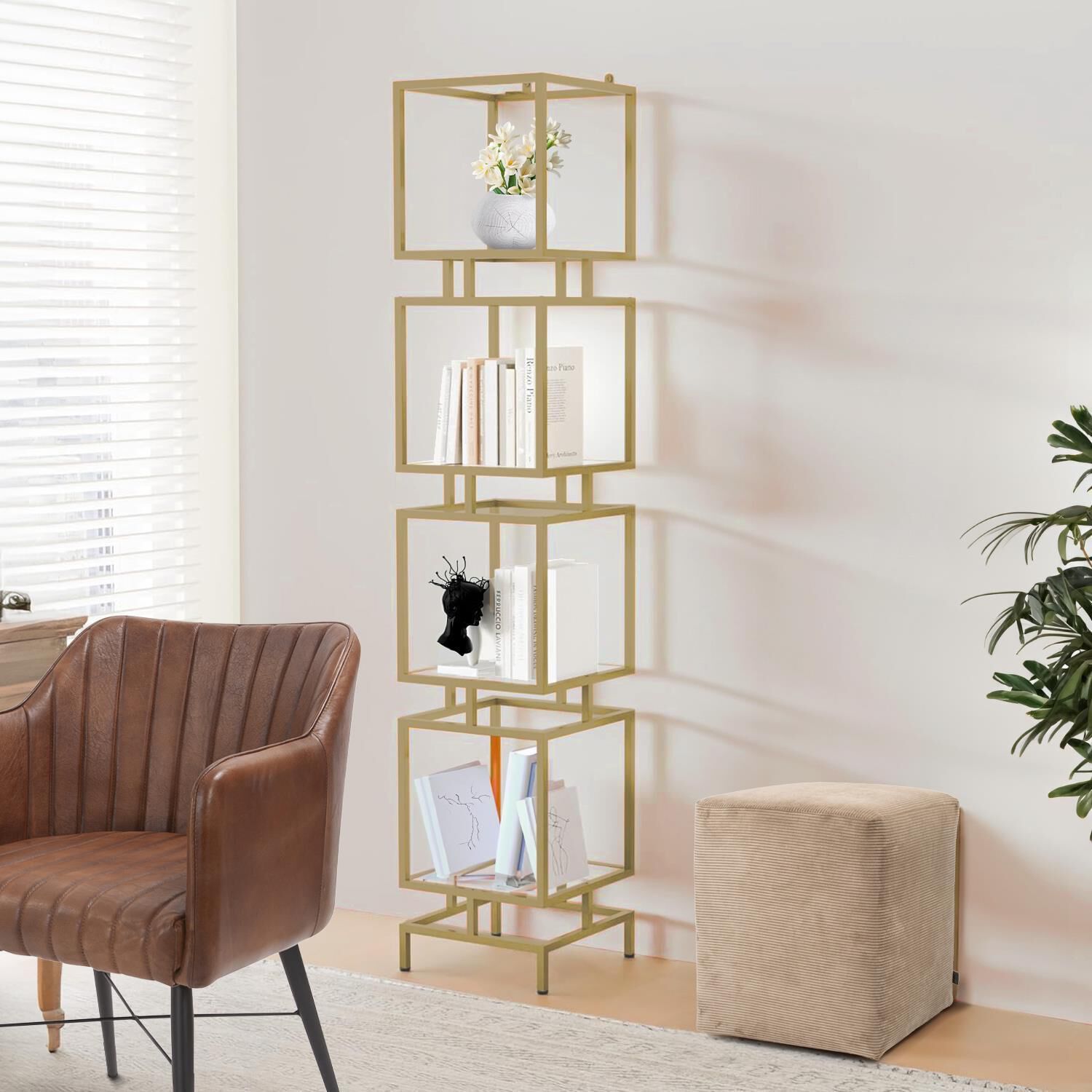 Canberrn 82 X 21.75 inch Gold Etagere