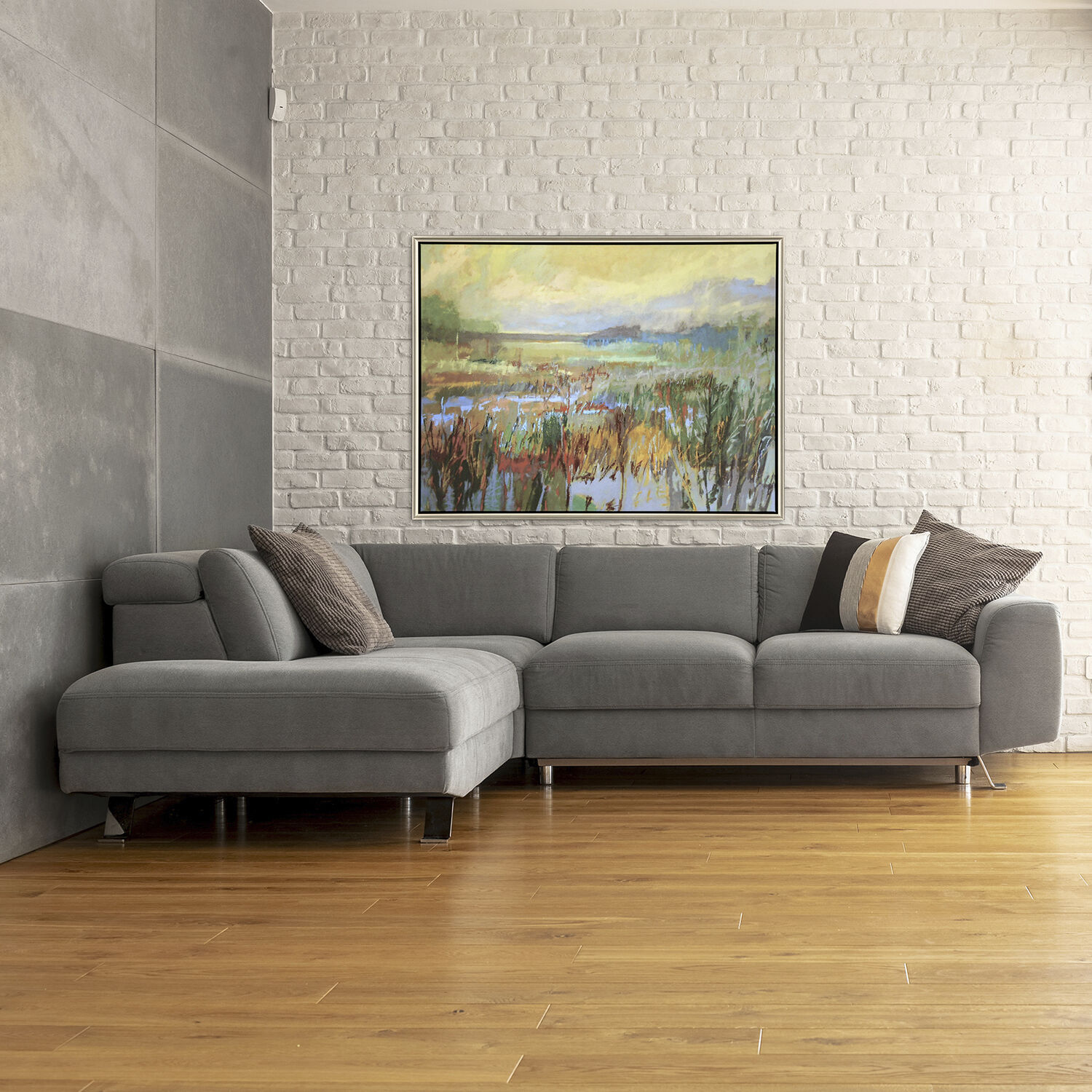 Landscapes Green and Yellow and Orange and Multi Canvas