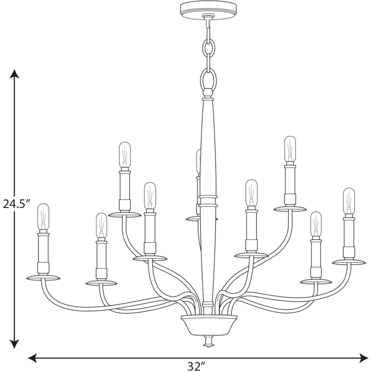 Durrell 9 Light 32 inch Brushed Nickel Chandelier Ceiling Light