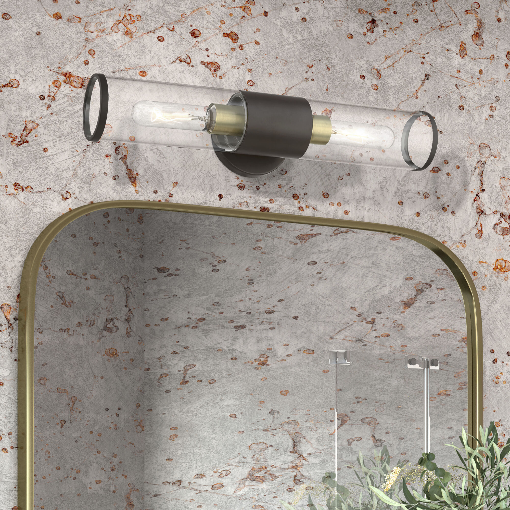 Banca 2 Light 4 inch Bronze with Antique Brass Accent ADA Vanity Sconce Wall Light