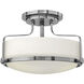 Harper 3 Light 14.5 inch Chrome Indoor Semi-Flush Mount Ceiling Light in White