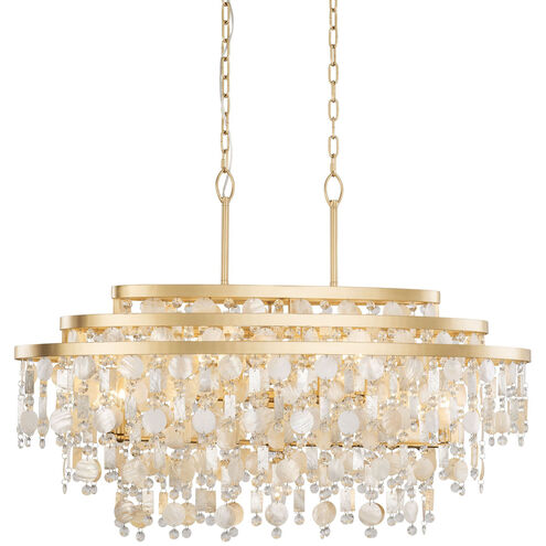 Kalani 9 Light 42 inch French Gold Linear Pendant Ceiling Light, Smithsonian Collaboration