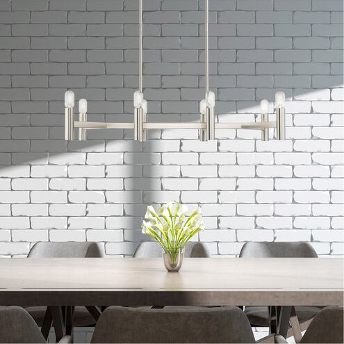 Copenhagen 8 Light 40 inch Brushed Nickel Linear Chandelier Ceiling Light