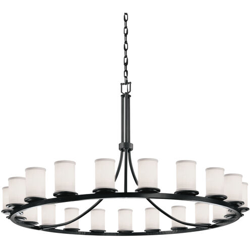 Textile LED 60 inch Matte Black Chandelier Ceiling Light in White, 14700 Lm LED