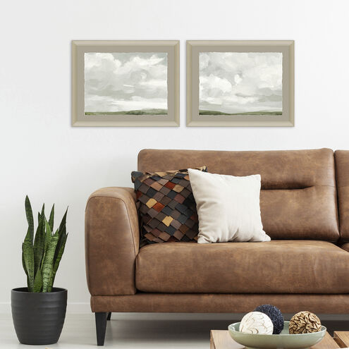 Gray Stone Sky Gray and White and Green Framed Art