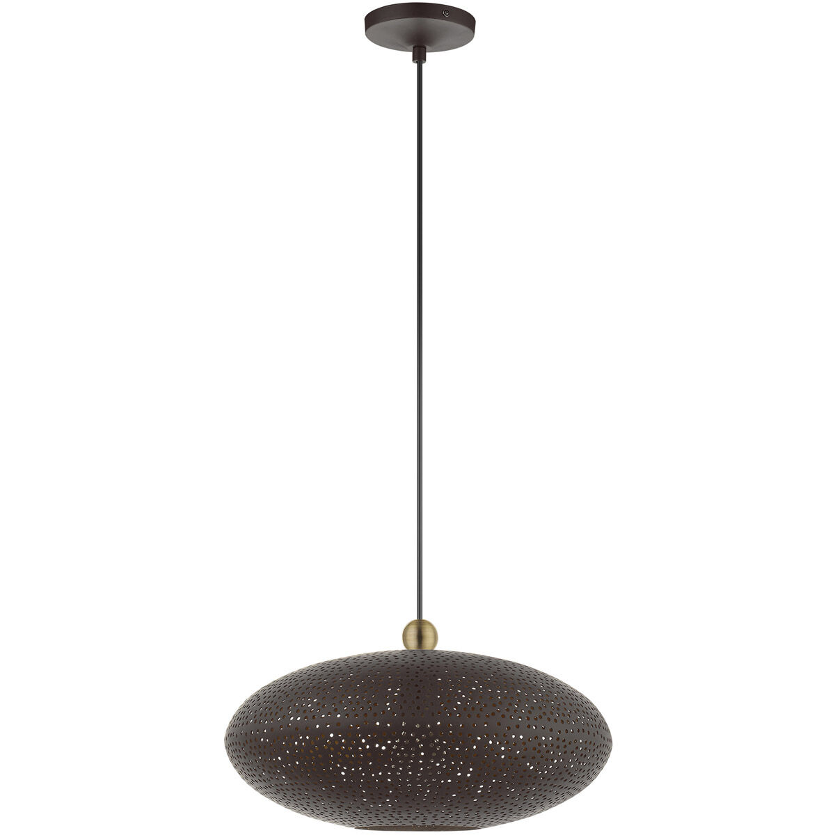 Dublin 1 Light 16 inch Bronze with Antique Brass Accents Pendant Ceiling Light