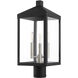 Nyack 3 Light 20 inch Black with Brushed Nickel Cluster Outdoor Post Top Lantern