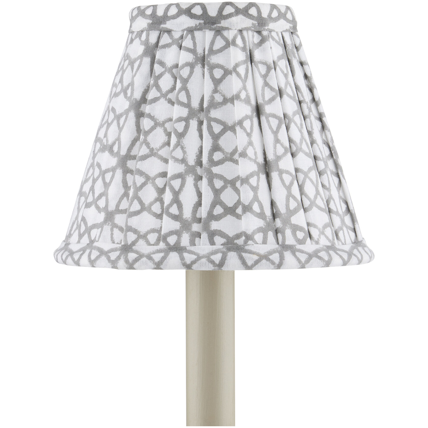 Block Print Natural and Gray Pleated Chandelier Shade