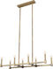 DU Series 35 inch Satin Gold Island Light Ceiling Light, Straight Pipe