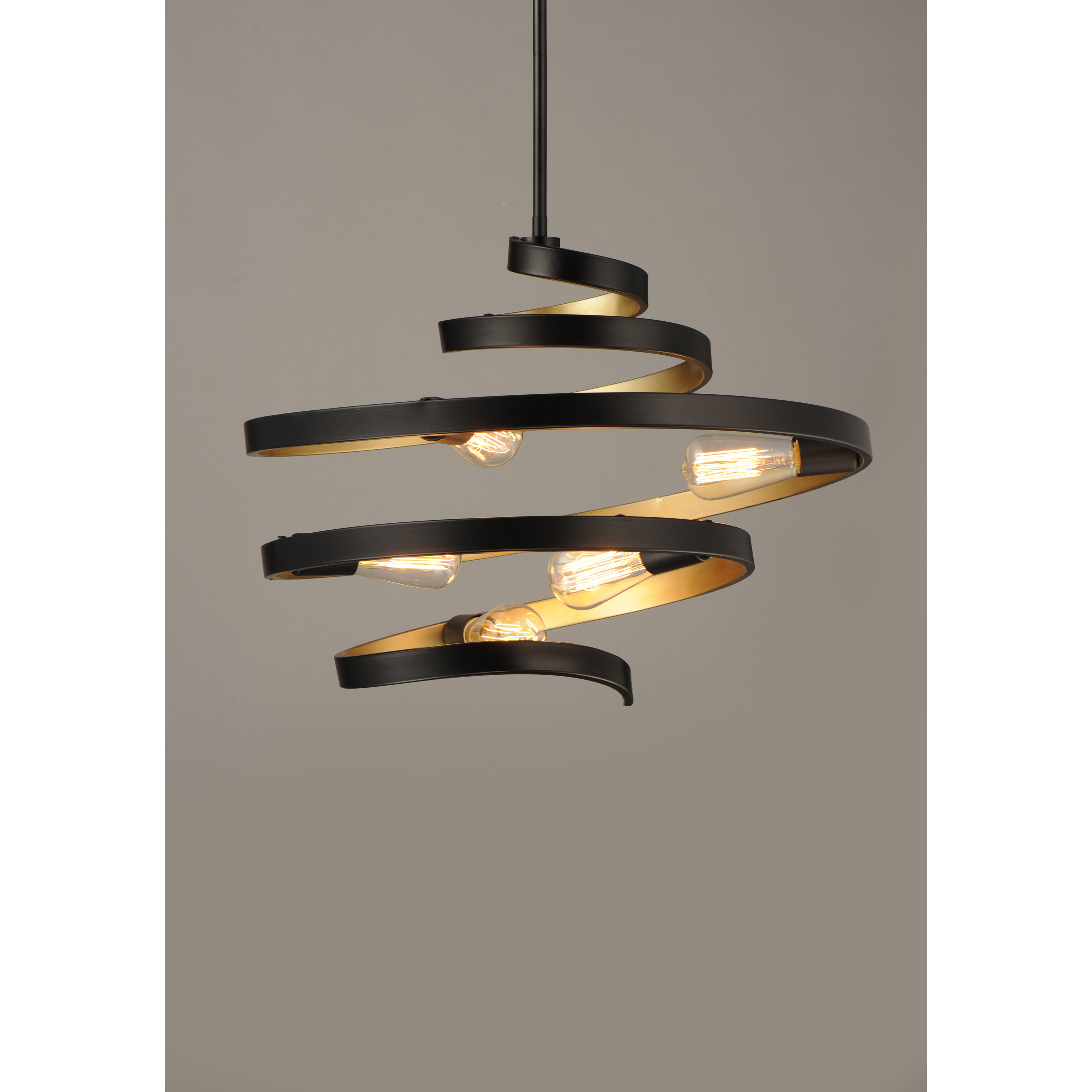 Twister 5 Light 25 inch Black/Gold Multi-Light Pendant Ceiling Light