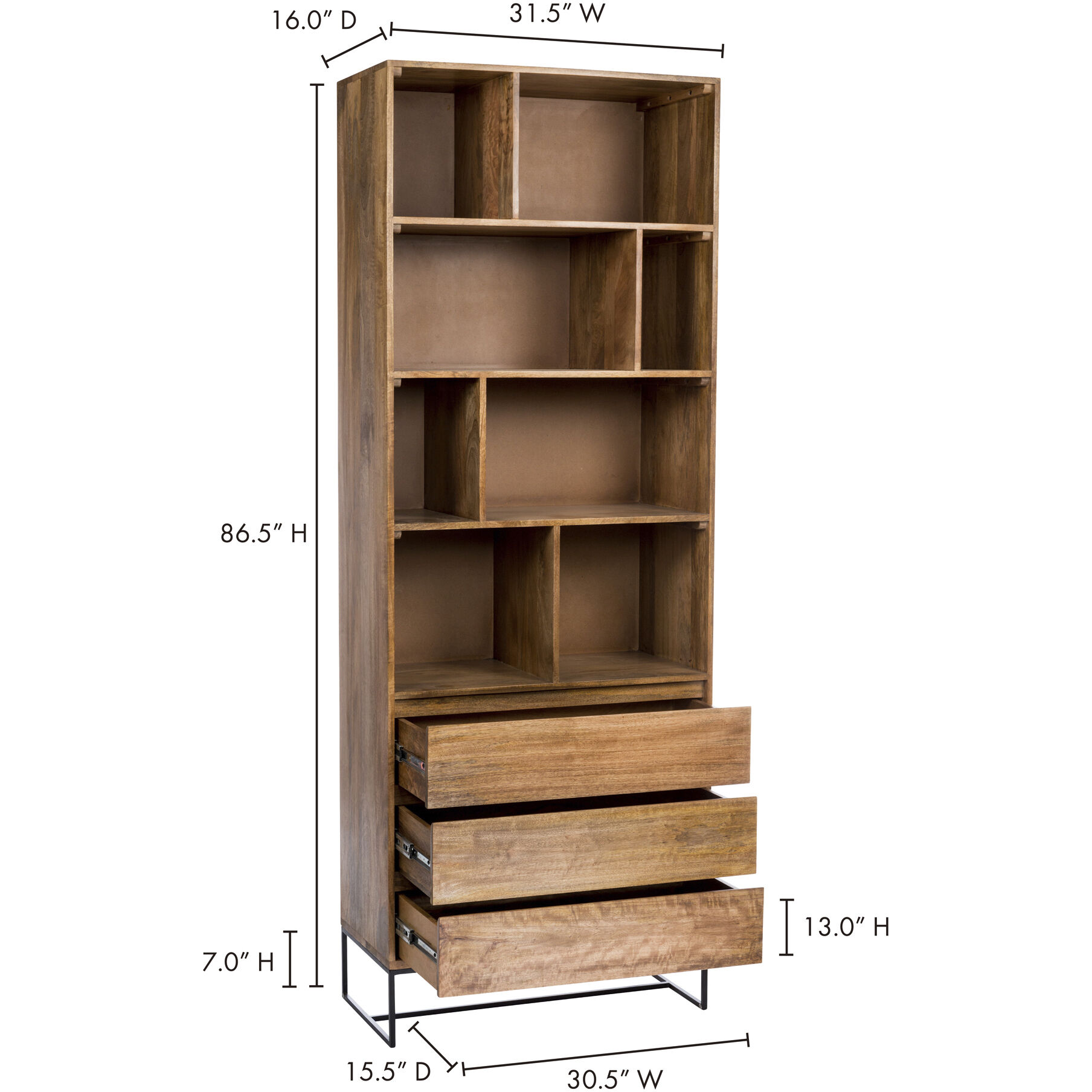 Colvin 87 X 32 X 16 inch Natural Shelf