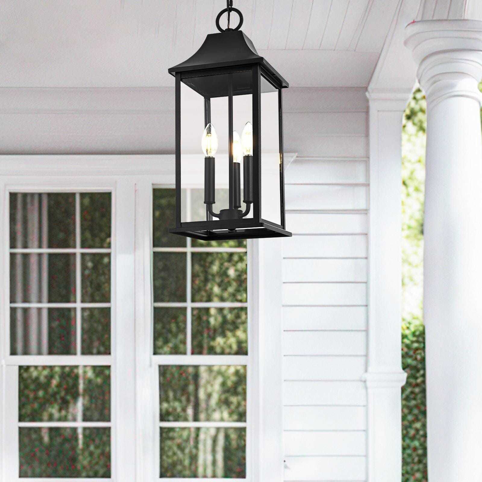 Shepard 3 Light 8 inch Black Outdoor Pendant