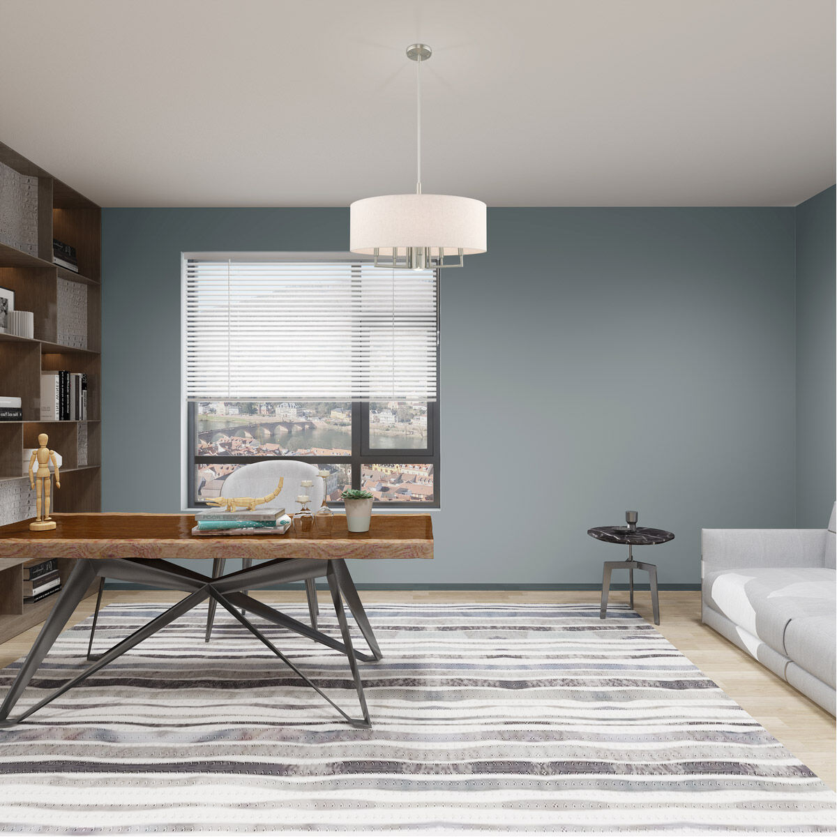 Meridian 6 Light 24 inch Brushed Nickel Pendant Chandelier Ceiling Light