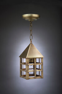 York 1 Light 5 inch Antique Brass Hanging Lantern Ceiling Light in Clear Seedy Glass
