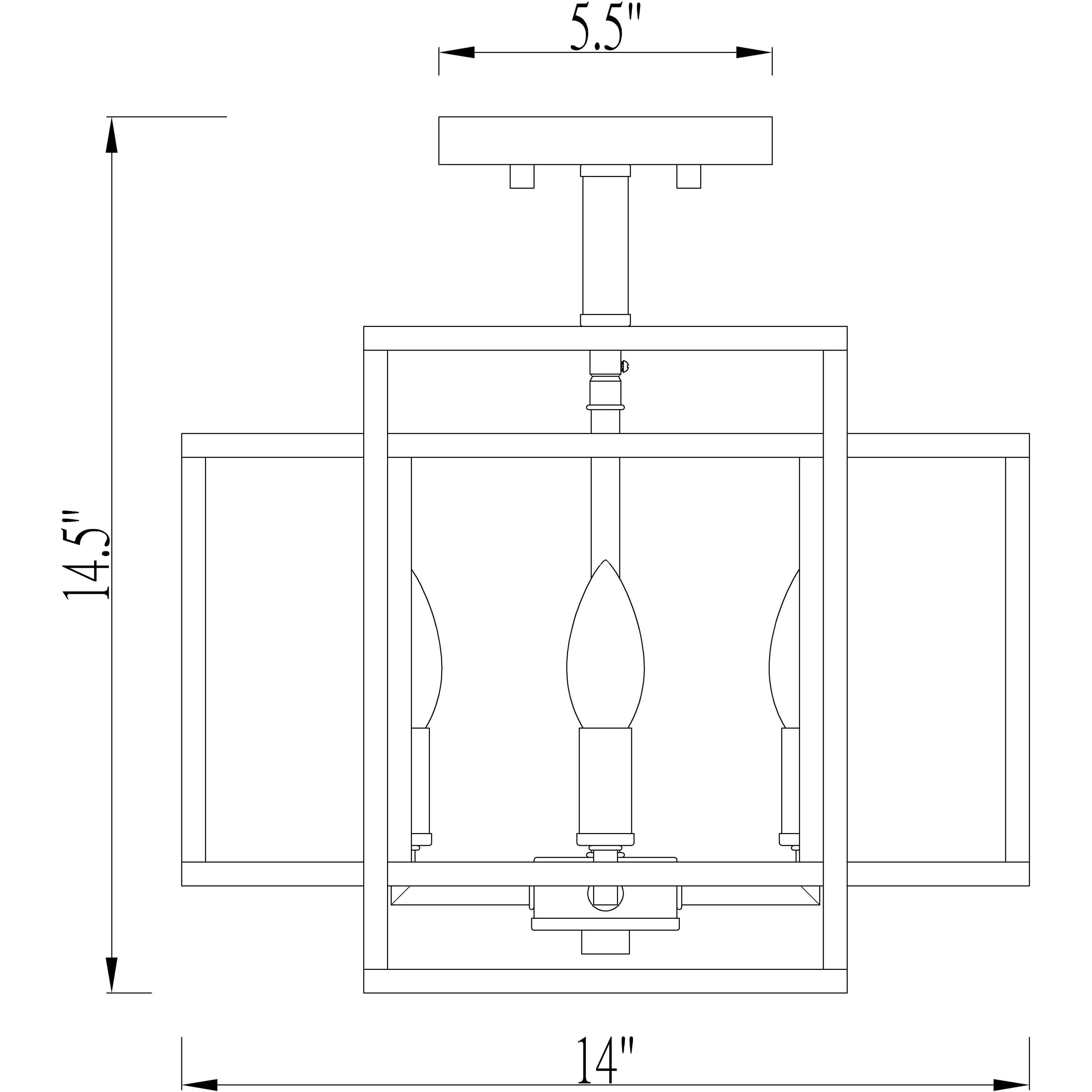 Titania 4 Light 14 inch Matte Black Semi Flush Mount Ceiling Light in 7