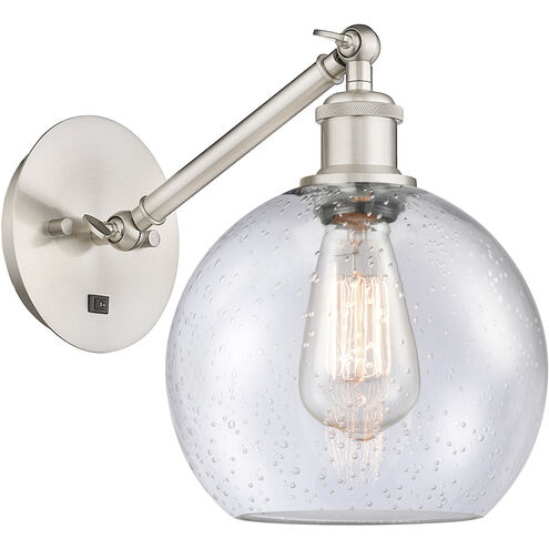 Ballston Athens LED 8 inch Brushed Satin Nickel Sconce Wall Light in Seedy Glass