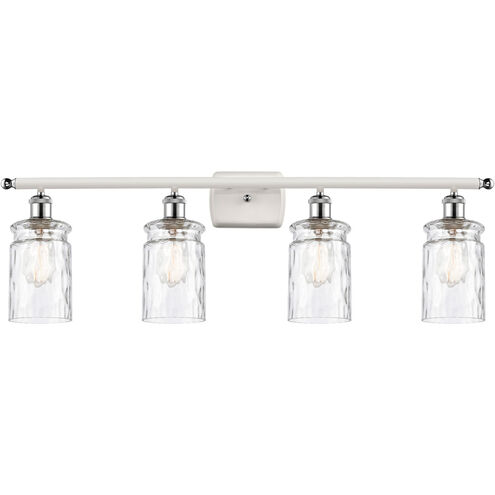 Ballston Candor 4 Light 36 inch White and Polished Chrome Bath Vanity Light Wall Light in Clear Waterglass, Ballston
