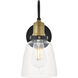 Felicity 1 Light 6 inch Brass and Black Wall Sconce Wall Light