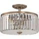 Mirage 3 Light 15 inch Vintage Gold Semi-Flush Mount Ceiling Light