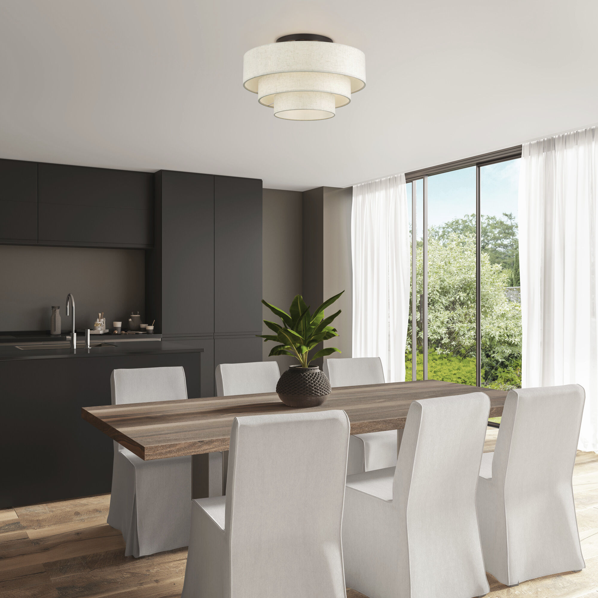 Manorwood 4 Light 21 inch English Bronze Semi Flush Mount Ceiling Light, Extra Large