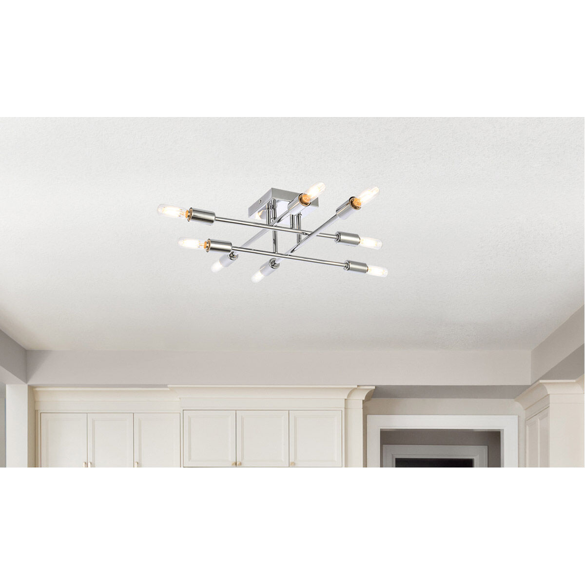 Script 8 Light 19 inch Chrome Flush Mount Ceiling Light