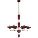 Verde 6 Light 40 inch Satin Brass Pendant Ceiling Light in Magenta