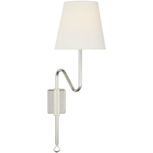 Amber Lewis Griffin LED 7.5 inch Polished Nickel and Parchment Leather Articulating Sconce Wall Light