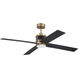 Gregory 56 inch Satin Brass and Flat Black with Flat Black Blades Ceiling Fan