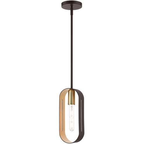 Ravena 1 Light 5 inch Bronze with Antique Brass Accents Pendant Ceiling Light