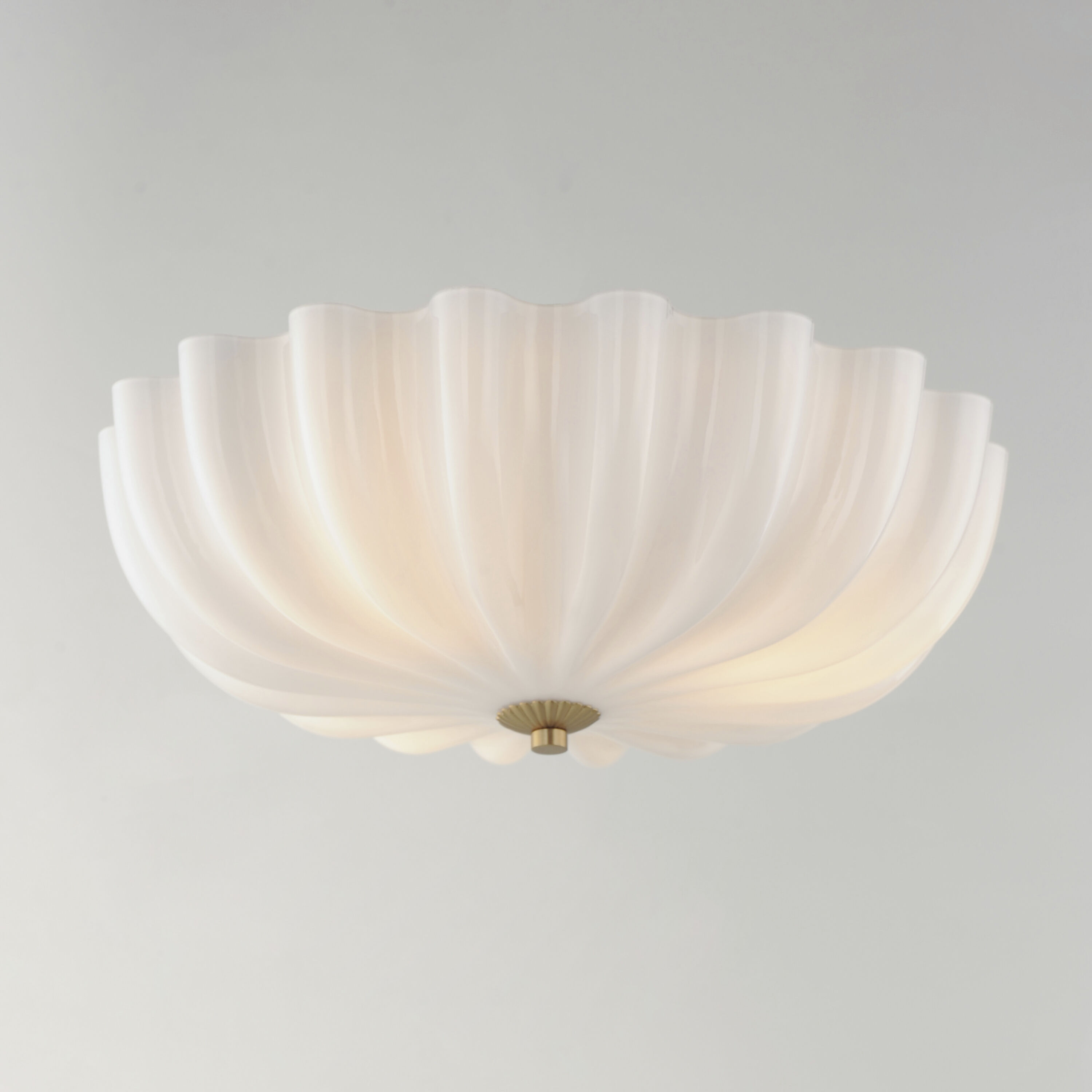 Bundt 3 Light 15.5 inch White and Natural Aged Brass Semi-Flush Mount Ceiling Light