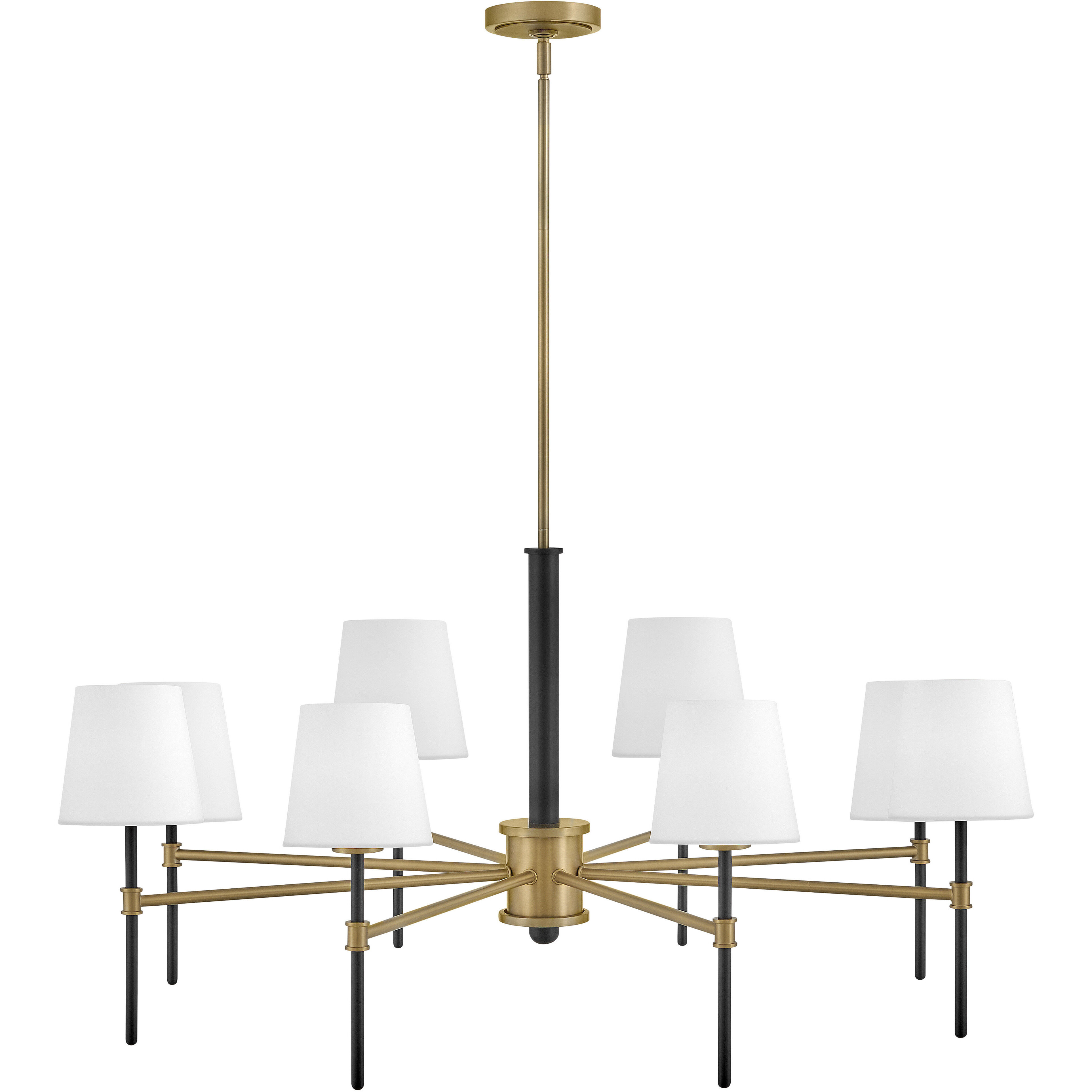Saunders 8 Light 40 inch Black with Lacquered Brass Chandelier Ceiling Light