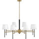 Saunders 8 Light 40 inch Black with Lacquered Brass Chandelier Ceiling Light