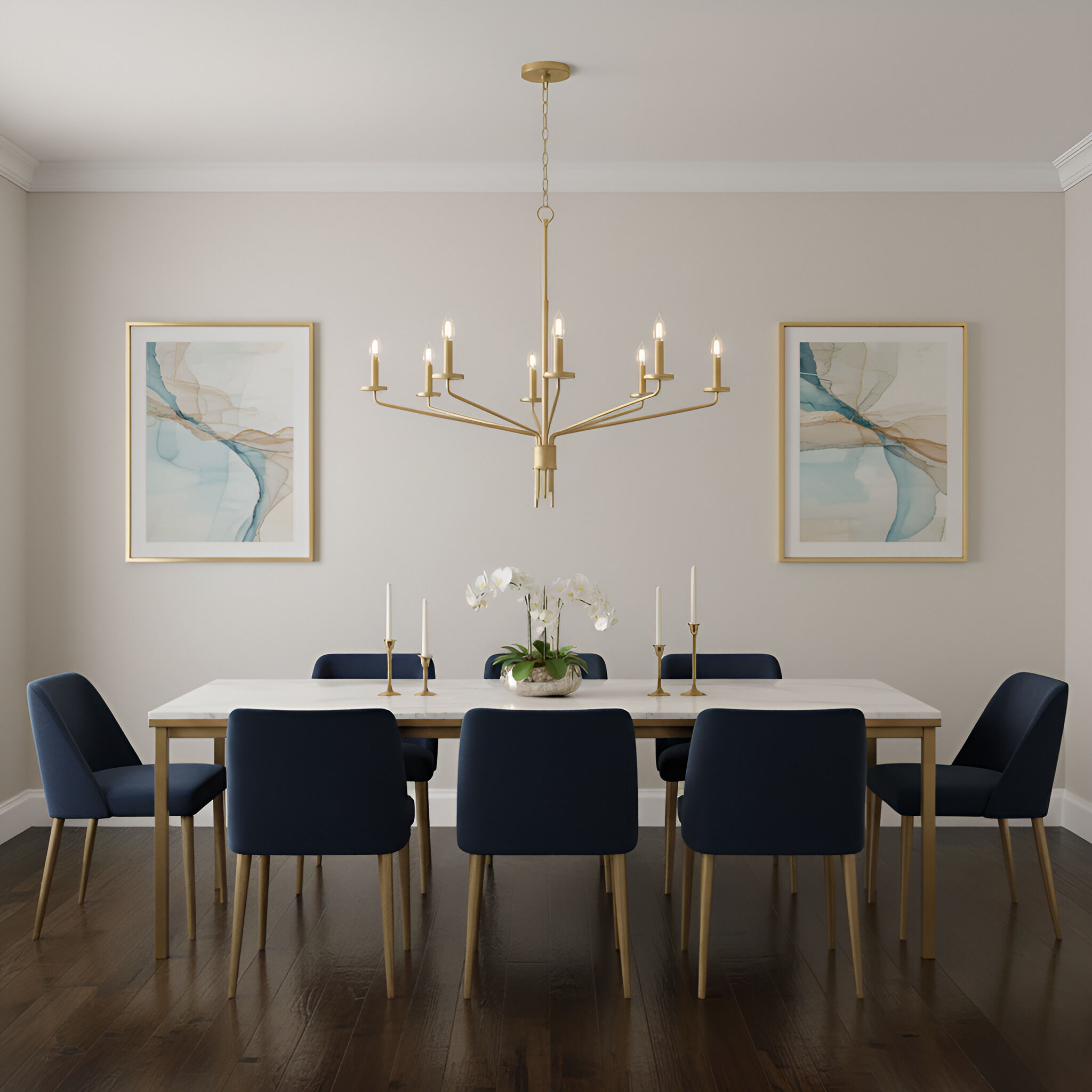 Alexander 8 Light 40 inch Brushed Gold Chandelier Ceiling Light