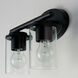 Corona 2 Light 12 inch Black Bath Vanity Wall Light in Clear