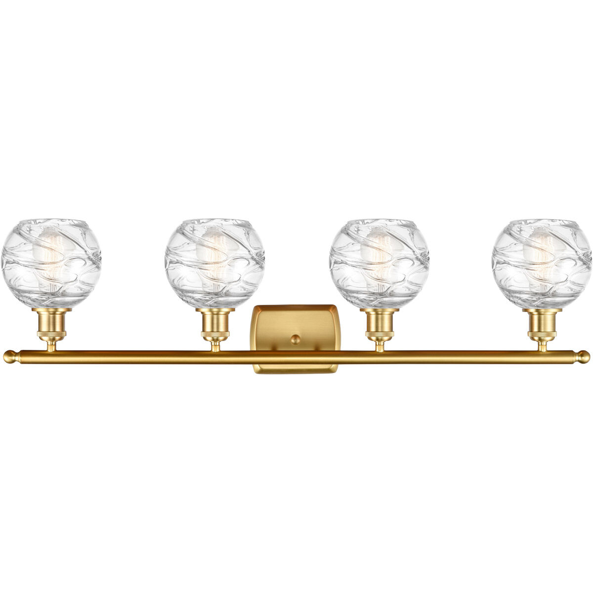 Ballston Small Deco Swirl 4 Light 36 inch Satin Gold Bath Vanity Light Wall Light, Ballston