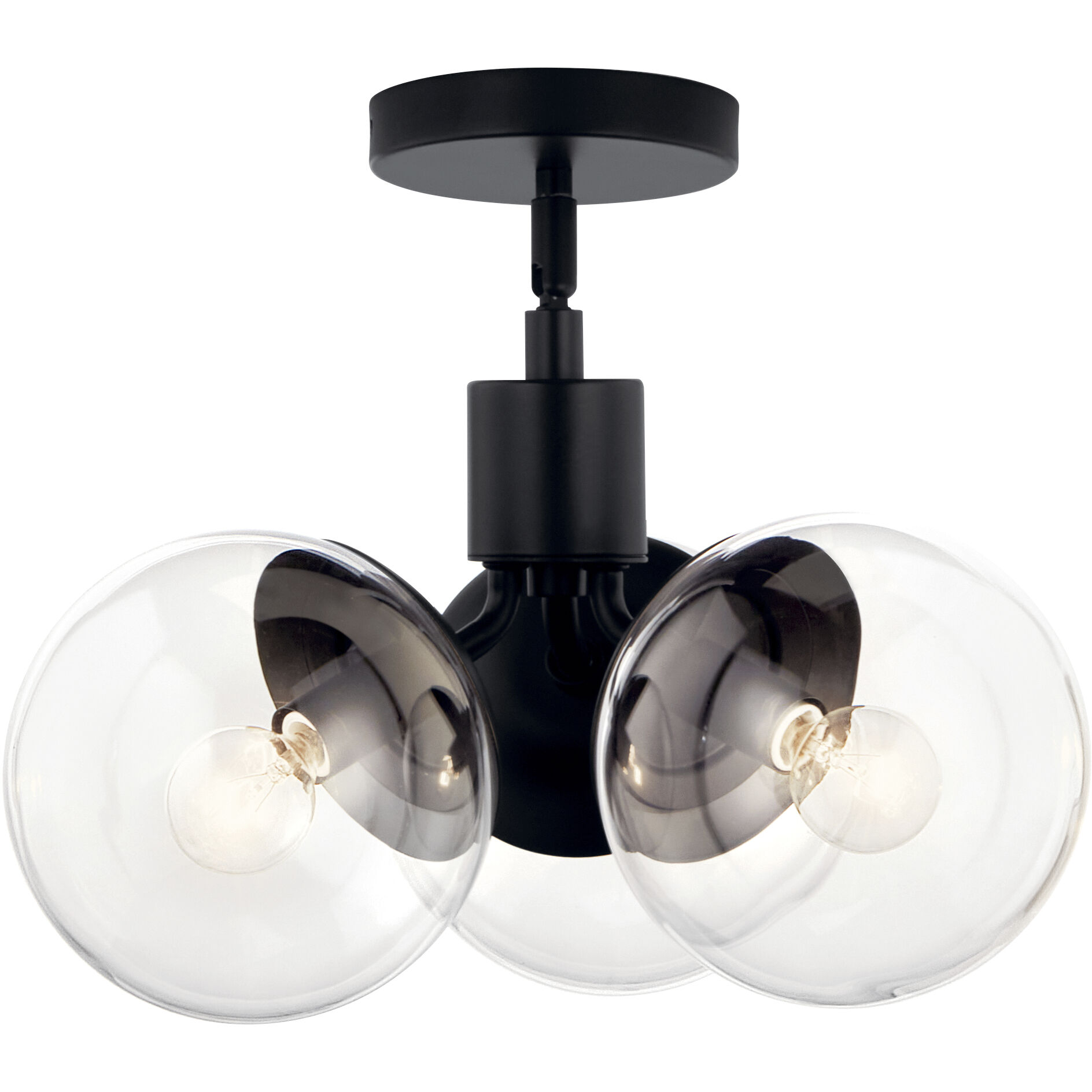 Silvarious 3 Light Black Chandelier/Semi Flush Ceiling Light
