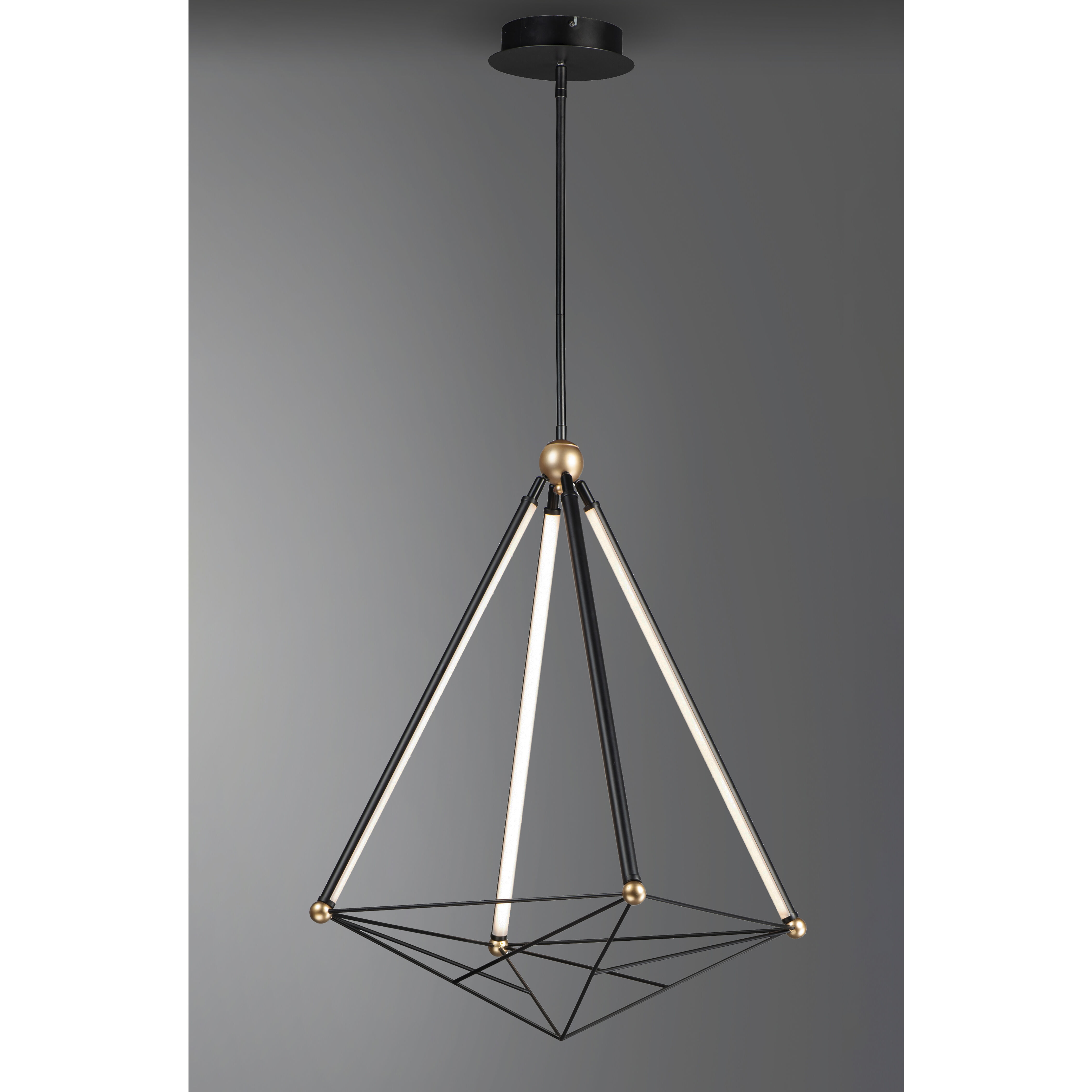 Spire LED 26.75 inch Black and Gold Single Pendant Ceiling Light