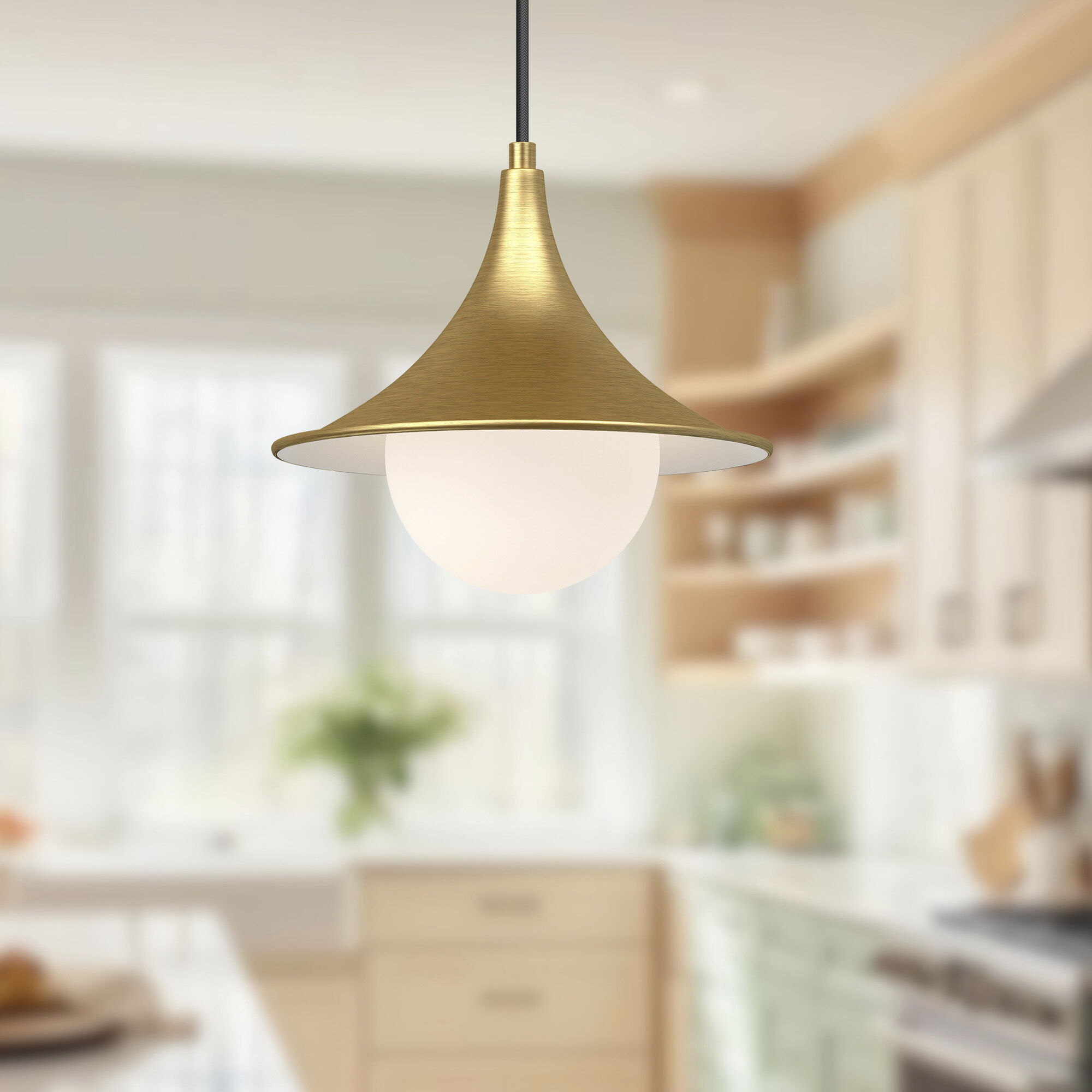 Alora Mood Fuji Pendant Ceiling Light in Brushed Gold