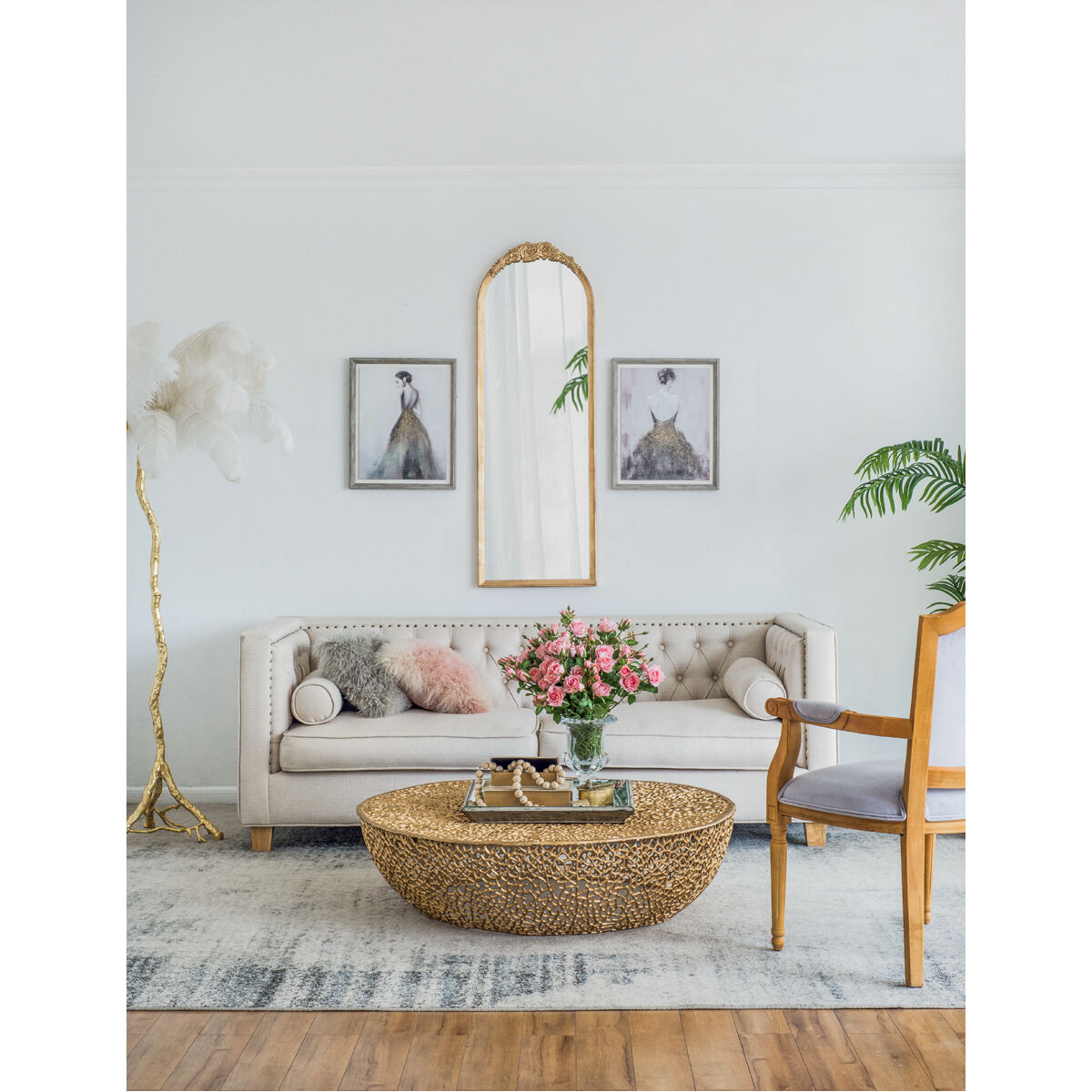 Eitenne 55.5 X 18.9 inch Gold Wall Mirror