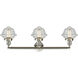 Franklin Restoration Small Oxford 3 Light 34 inch Brushed Satin Nickel Bath Vanity Light Wall Light in Seedy Glass, Franklin Restoration