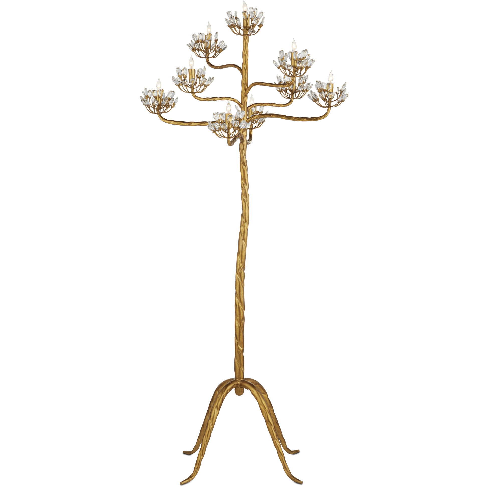 Agave Americana 72 inch 60 watt Contemporary Gold Leaf Floor Candelabra Portable Light, Marjorie Skouras Collection