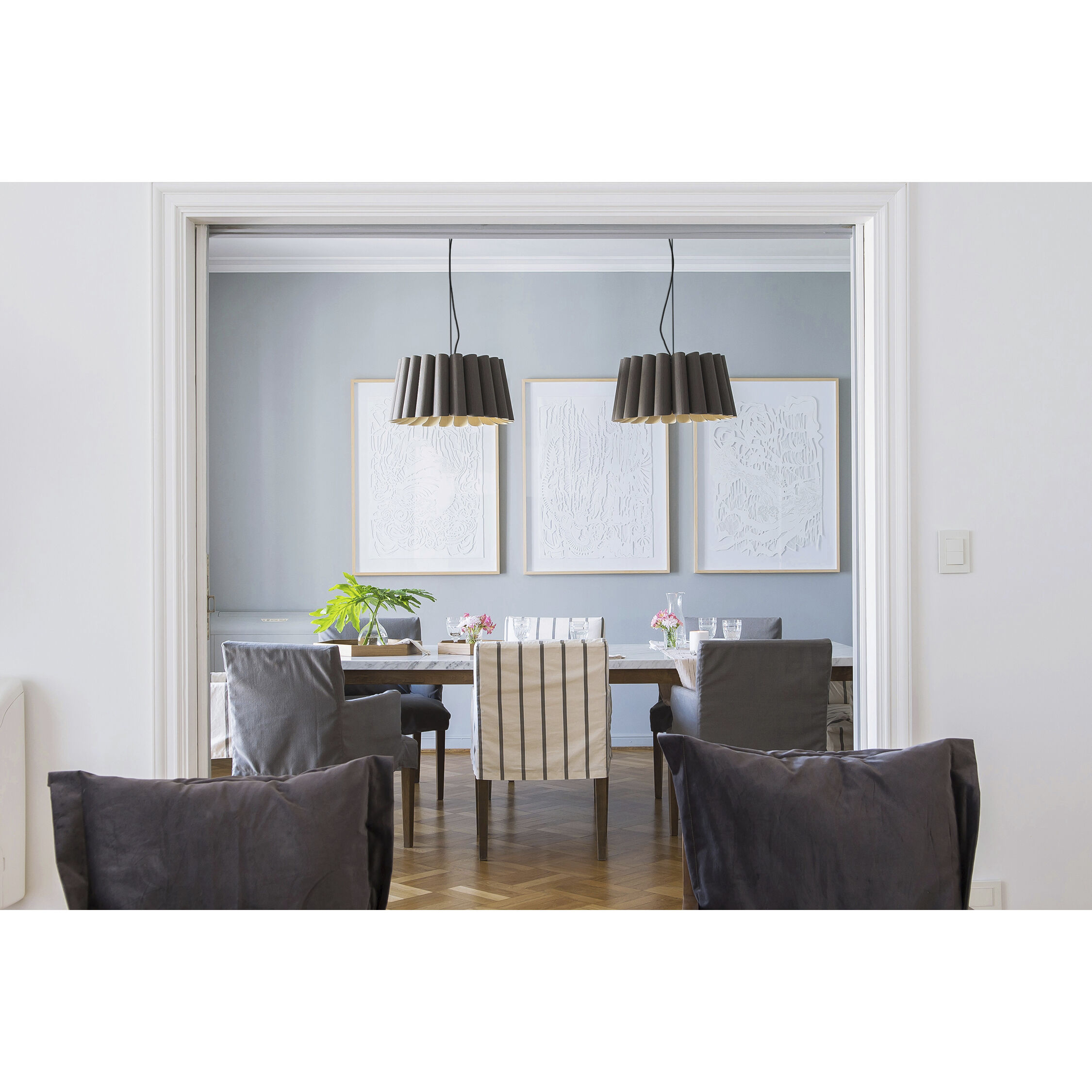 Renata 1 Light 22 inch Black Pendant Ceiling Light in Grey Oak/Ash, WEP Collection