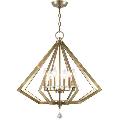 Diamond 6 Light 25 inch Antique Brass Chandelier Ceiling Light