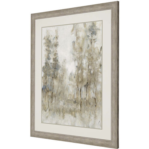 Thicket of Trees Beige and Blue and Metallic and White Framed Art