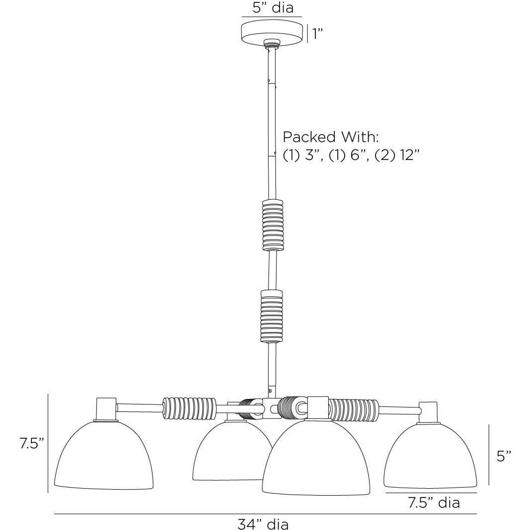 Eli 4 Light 34 inch Blackened Iron Chandelier Ceiling Light